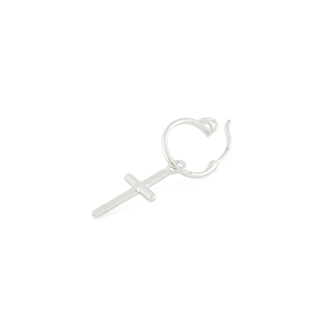Silver Cross Pendant Earring - Image 5