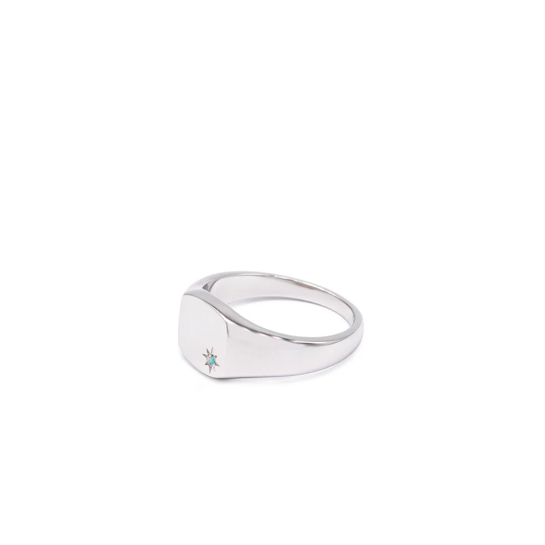 Silver Turquoise Birthstone Ring - Image 5