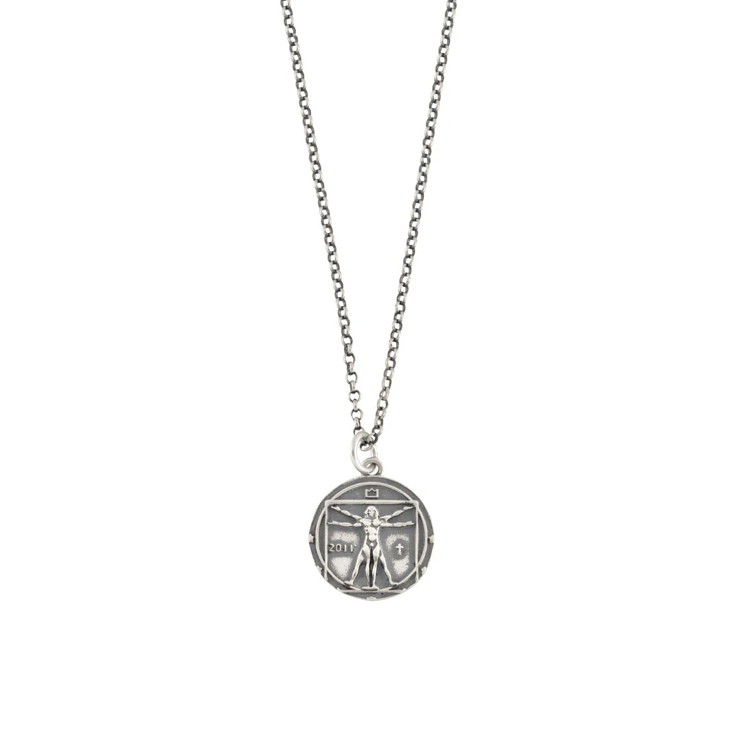 Silver Vitruvian Man Necklace - Image 3